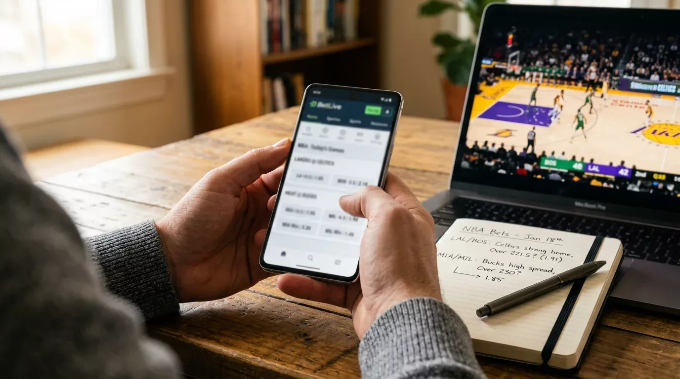 Pantalla con cuotas y mercados de apuestas de baloncesto europeo